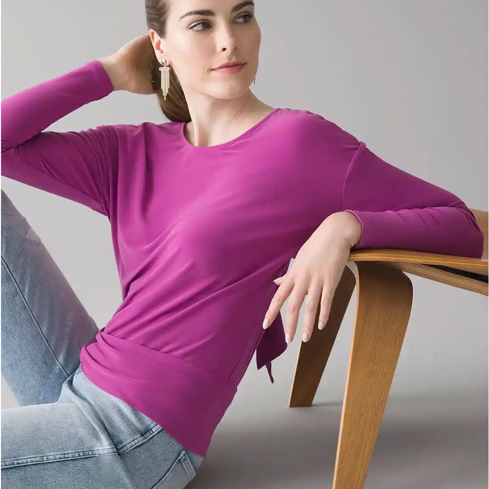 WHBM TIE BACK VIOLET JERSEY TOP - Picture 3 of 4
